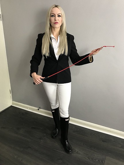 Equestrian Mistress, Miss Jessica uses riding crops & dressage whips