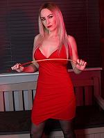 Miss Jessica holding a cane