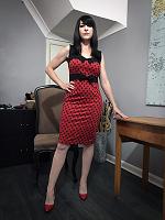 Miss Jessica Wood red dress classroom