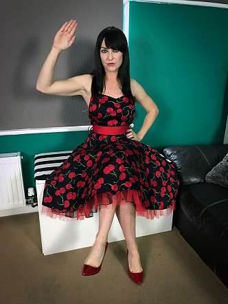 Miss Jessica Wood 1950s dress hand spanking