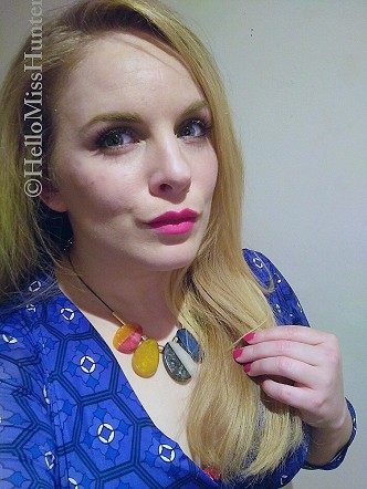 Miss Hunter in blue dress